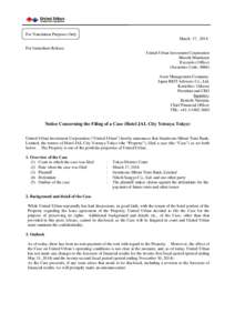 For Translation Purposes Only March 17, 2014 For Immediate Release United Urban Investment Corporation Hitoshi Murakami Executive Officer