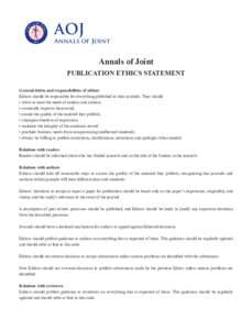 AOJ  Annals of Joint Annals of Joint PUBLICATION ETHICS STATEMENT