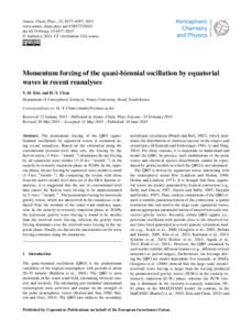 Waves / Physical oceanography / Tropical meteorology / Water waves / Quasi-biennial oscillation / Rossby wave / Kelvin wave / Atmospheric wave / Equatorial waves / Atmospheric sciences / Meteorology / Atmospheric dynamics