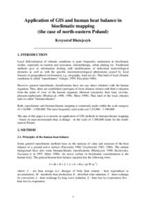 Application of GIS and human heat balance in bioclimatic mapping (the case of north-eastern Poland) Krzysztof BłaŜejczyk  1. INTRODUCTION