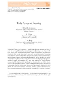 Infancy, 16(1), 45–51, 2011 Copyright  International Society on Infant Studies (ISIS) ISSN: printonline DOI: j00054.x  Early Perceptual Learning