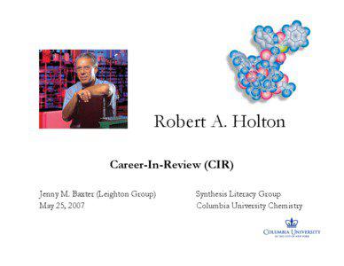 Robert A. Holton Career-In-Review (CIR) Jenny M. Baxter (Leighton Group)