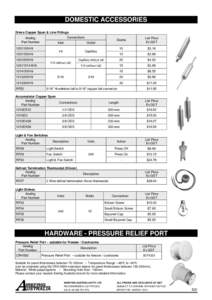 DOMESTIC ACCESSORIES Driers Copper Spun & Line Fittings Connections Airefrig Part Number Inlet