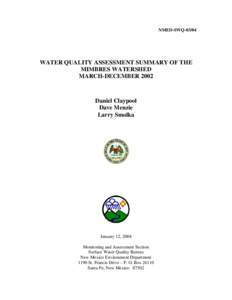 Water / Water quality / New Mexico / Environment / Gila National Forest / Mimbres River / Mimbres