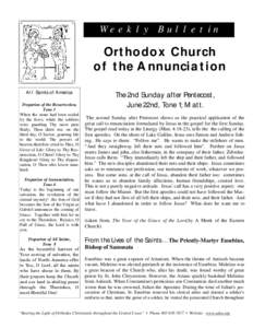 Weekly Bulletin  Orthodox Church of the Annunciation All Saints of America Troparion of the Resurrection,