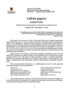 FACULTY OF ARTS Department of French, Italian and Spanish YRC @ YYC - Young Researchers Conference 2014 Call for papers RevilATIONS