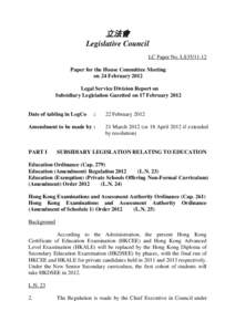 立法會 Legislative Council LC Paper No. LS35[removed]Paper for the House Committee Meeting on 24 February 2012 Legal Service Division Report on