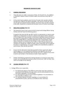 BRASENOSE COLLEGE BY-LAWS I. GENERAL PROVISIONS  1.