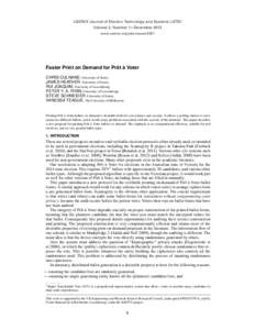 USENIX Journal of Election Technology and Systems (JETS) Volume 2, Number 1 • December 2013 www.usenix.org/jets/issues/0201 ˆ a` Voter Faster Print on Demand for Pret