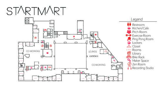 Legend Restroom Kitchen/Cafe Pitch Room Exercise Room Ping Pong Room