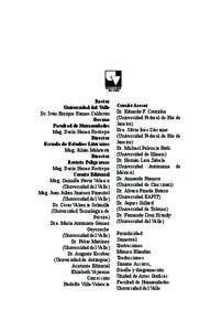 Rector Universidad del Valle Dr. Iván Enrique Ramos Calderón Decano Facultad de Humanidades Mag. Darío Henao Restrepo