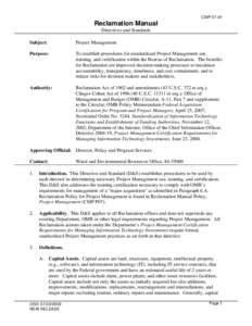 Technology / Project manager / A Guide to the Project Management Body of Knowledge / Construction management / Project Management Institute / Program management / Professional certification / United States Bureau of Reclamation / Earned value management / Project management / Business / Management