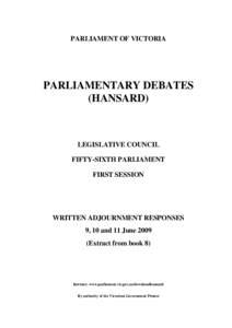 PARLIAMENT OF VICTORIA  PARLIAMENTARY DEBATES (HANSARD)  LEGISLATIVE COUNCIL