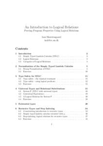 An Introduction to Logical Relations Proving Program Properties Using Logical Relations Lau Skorstengaard   Contents