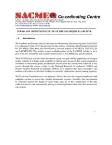 Southern and Eastern Africa Consortium for Monitoring Educational Quality C/o International Institute for Educational Planning, UNESCO, 7-9, rue Eugène-Delacroix, 75116 Paris, France Tel: +[removed]30 / Fax: +33 