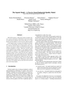 The Squale Model – A Practice-based Industrial Quality Model Long version of the short paper presented at ICSM 2009 Karine Mordal-Manet1 Françoise Balmas1 Simon Denier2