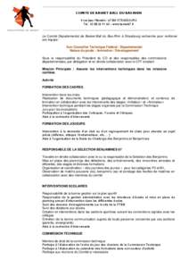 COMITE DE BASKET-BALL DU BAS-RHIN 4 rue Jean Mentelin[removed]STRASBOURG Tel : [removed]www.basket67.fr Le Comité Départemental de Basket-Ball du Bas-Rhin à Strasbourg recherche pour renforcer son équipe :