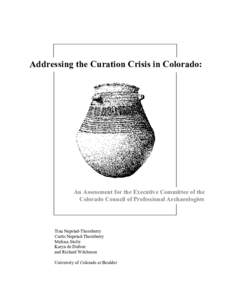 Addressing the Curation Crisis in Colorado: An Assessment Done for the Colorado Council of Professional Archaeologists