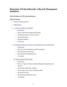 Disposition of Federal Records: A Records Management Handbook