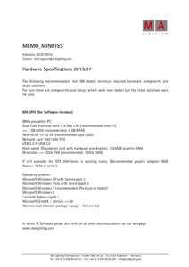 Microsoft Word - MEMO_MINUTES Hardware specifications 2013_07.docx