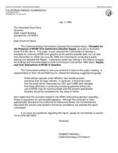 Rulemaking: [removed]Hearing Date Appendix D Timetable for Phaseout  Health & Environmental Assessment of MTBE Proposed California Phase 3 Gasoline Regulations, Reformulated Gasoline Regulations