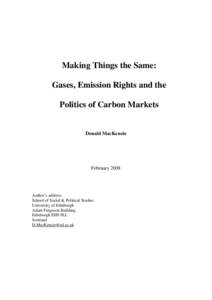 Climate change / United Nations Framework Convention on Climate Change / Environmental economics / Emissions trading / European Union Emission Trading Scheme / Certified Emission Reduction / Clean Development Mechanism / Kyoto Protocol / Carbon tax / Climate change policy / Environment / Carbon finance