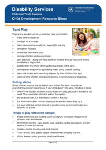 Child Development - Resource Sheet - Sand Play