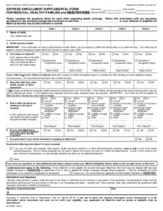 State of California—Health and Human Services Agency  Department of Health Care Services EXPRESS ENROLLMENT SUPPLEMENTAL FORM FOR MEDI-CAL, HEALTHY FAMILIES and HEALTHY KIDS