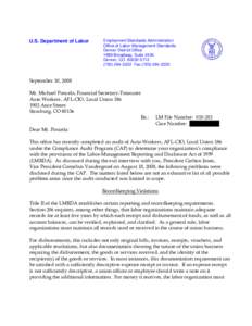 U.S. Department of Labor  Employment Standards Administration Office of Labor-Management Standards Denver District Office 1999 Broadway, Suite 2435