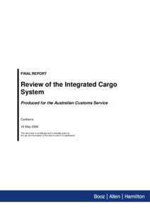 Booz Allen Hamilton - Review of the Integrated Cargo System - 16 May 2006
