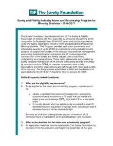 Surety and Fidelity Industry Intern and Scholarship Program for Minority Students
