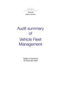 VICTORIA  Victorian Auditor-General  Audit summary