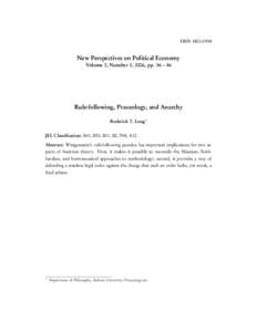 ISSN[removed]New Perspectives on Political Economy Volume 2, Number 1, 2006, pp. 36 – 46  Rule-following, Praxeology, and Anarchy