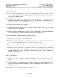 UNIVERSITY OF ALASKA FAIRBANKS DESIGN STANDARDS SEPTEMBER 2011 DIVISION 3 – CONCRETE SECTION[removed]