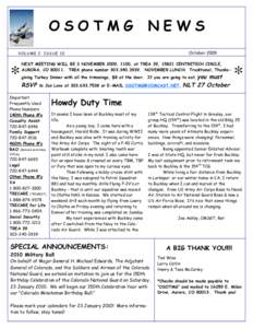 OSOTMG  NEWS October[removed]VOLUME 2 ISSUE 10