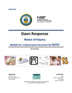 Prepared for:  Daon Response Notice of Inquiry Models for a Governance Structure for NSTIC 22 July 2011