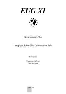 EUG XI  Symposium LS04 Intraplate Strike-Slip Deformation Belts