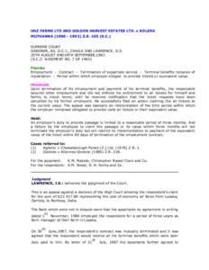 HAZ FARMS LTD AND GOLDEN HARVEST ESTATES LTD. v KOLERA MUTHANNAZ.RS.C.) SUPREME COURT GARDNER, AG. D.C.J., CHAILA AND LAWRENCE, JJ.S. 20TH AUGUST AND19TH SEPTEMBER,1992 (S.C.Z. JUDGMENT NO. 7 OF 199