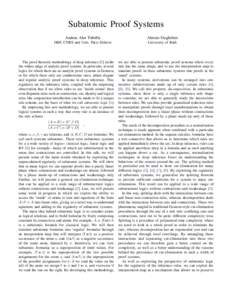 Subatomic Proof Systems Andrea Aler Tubella Alessio Guglielmi  IRIF, CNRS and Univ. Paris Diderot