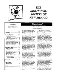 BIOLOGICAL SOCIETYOF IVEWMEXICO by J. David Ligon Professorand Chair
