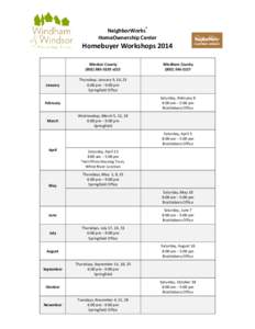 NeighborWorks® HomeOwnership Center Homebuyer Workshops 2014 Windsor County[removed]x212