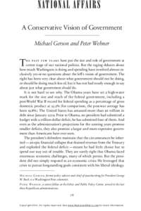 A Conservative Vision of Government Michael Gerson and Peter Wehner T  he pa st few y e a r s have put the size and role of government at