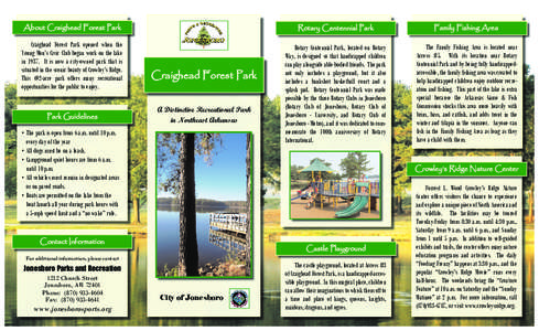 About Craighead Forest Park  Rotary Centennial Park Family Fishing Area