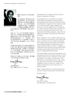 MESSAGE FROM THE SECRETARY OF TRANSPORTATION  Dear Members of the Board of the U.S.-China Aviation Cooperation Program:  g