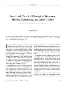 AVNER COHEN  Israel and Chemical/Biological Weapons: