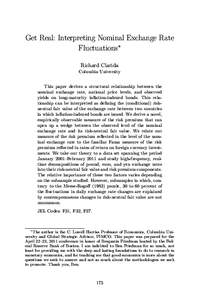 Get Real: Interpreting Nominal Exchange Rate Fluctuations∗ Richard Clarida Columbia University This paper derives a structural relationship between the nominal exchange rate, national price levels, and observed