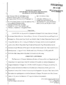 Puget Sound Mortgage Incorporated, d/b/a Edmonds Mortgage;  David B. Page - Consent Order with attached Statement of Charges - C[removed]CO01