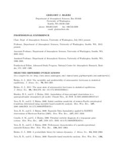 GREGORY J. HAKIM Department of Atmospheric Sciences, Box[removed]University of Washington Seattle, WA[removed]phone: [removed]fax: [removed]