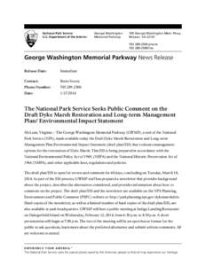 Virginia / Transportation in Washington /  D.C. / Environmental design / George Washington Memorial Parkway / Transportation in Arlington County /  Virginia / Dyke Marsh / Parkway / Environmental impact statement / National Park Service / Impact assessment / Environment of the United States / United States