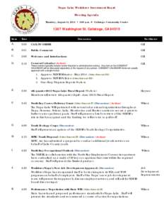 Napa-Lake Workforce Investment Board Meeting Agenda Thursday, August 14, 2014  3:00 p.m. @ Calistoga Community Center 1307 Washington St. Calistoga, CA[removed]Item